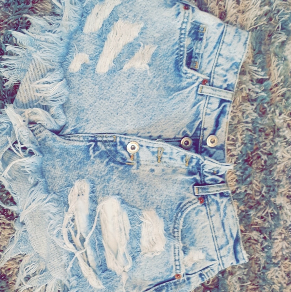 Denim Bershka Shorty Distressed ButtonFly Shorts 2
